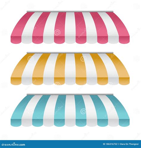 Set Of Striped Awnings Cartoon Icon Design Template With Various Models