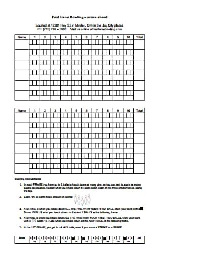 Bowling Score Sheet With Pins Templates Printable 2024