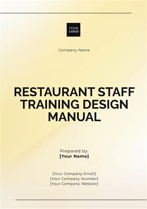 Free Restaurant Staff Training Design Manual Template to Edit Online