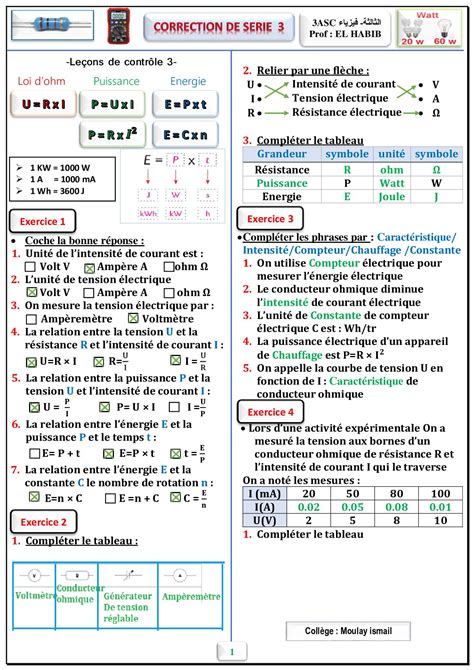 La Loi Dohm Corrig S Rie D Exercices Alloschool