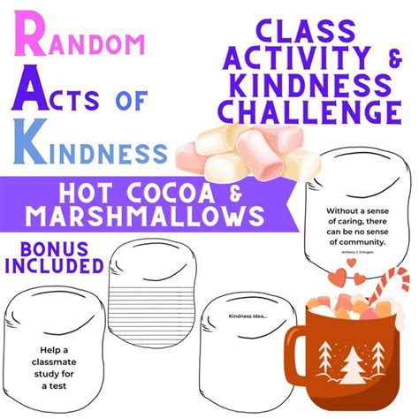 Acts Of Kindness Marshmallow Hot Cocoa Activity Bulletin Board Class Challenge Social