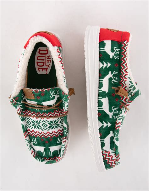 HEY DUDE Wally Ugly Sweater Mens Shoes - GREEN COMBO | Tillys