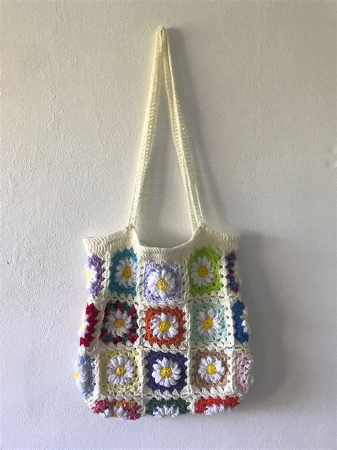 Daisy Crochet Bag Crochet Bag Granny Square Granny Square Etsy