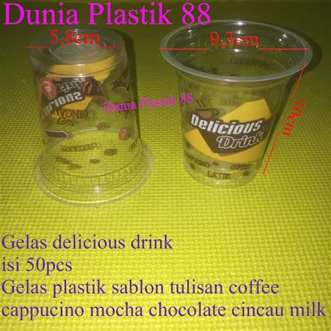 Jual Isi Pcs Gelas Cup Plastik Delicious Drink Oz Sablon Tulisan