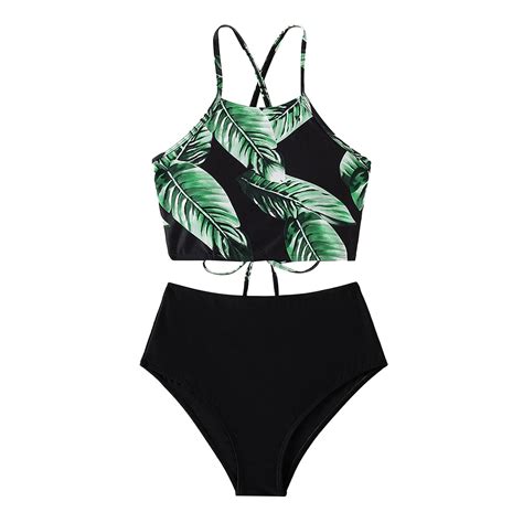 Charmgo Swim Suits For Women 2024 Clearance Women High Waist Bikini Twist Front Swimsuit Lace