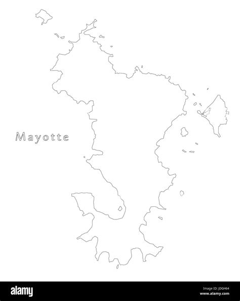 Mayotte outline silhouette map illustration with black shape Stock ...