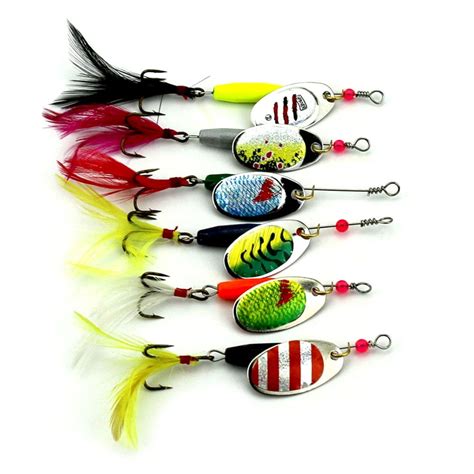 6PCS Fishing Lure Spinners Spinnerbait Kit Metal Spinner Baits Kit with ...