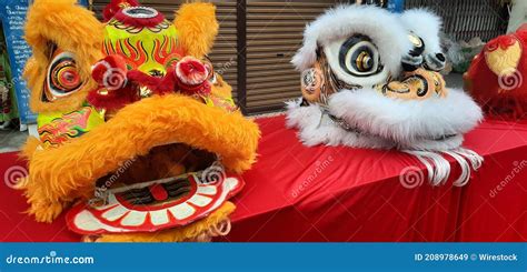 Colorful Chinese Dragon Masks on a Festival for Chinese New Year Stock ...