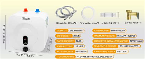 Fisoceny 2 5 Gallon Mini Tank Water Heater Under Sink Hot Water Heater