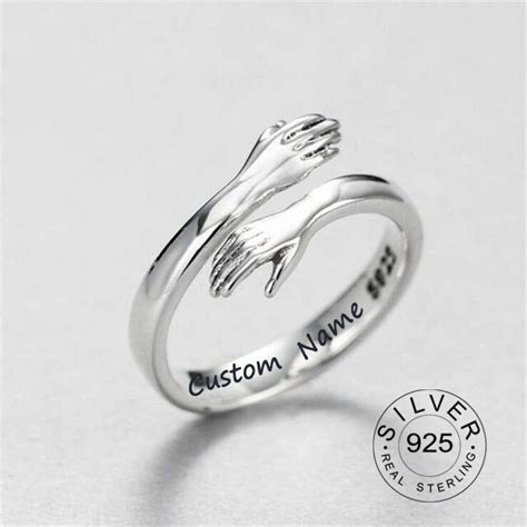 Custom Sterling Silver Ring Love Hands Personalized Ring