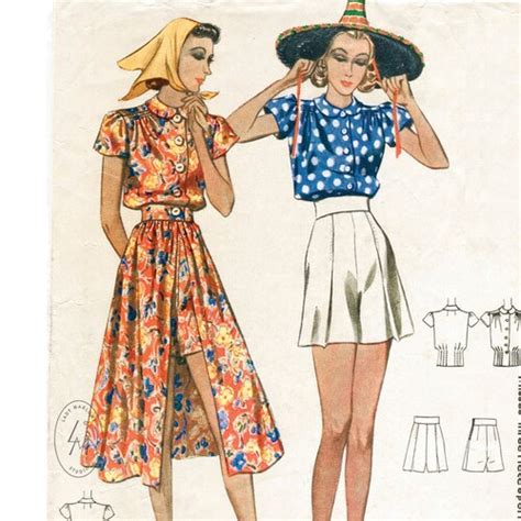 Vintage Sewing Pattern S S Reproduction Playsuit Beach Etsy