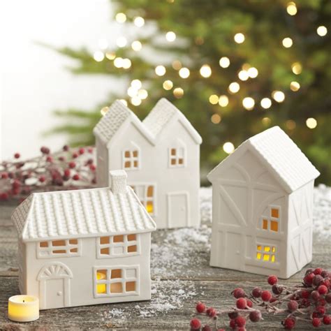 White Ceramic Houses Christmas Decor Ahome Designing