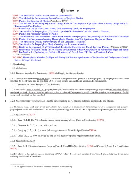 ASTM D3350 21 Standard Specification For Polyethylene Plastics Pipe