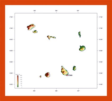 Elevation map of Cape Verde | Maps of Cape Verde | Maps of Africa | GIF ...