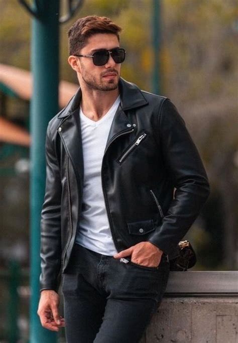 Leather Moto Jacket Outfit Leather Jeans Men Biker Jacket Men Biker