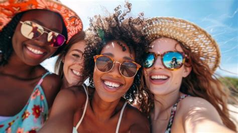 Premium Photo Group Of Friends Taking Selfie On The Beach