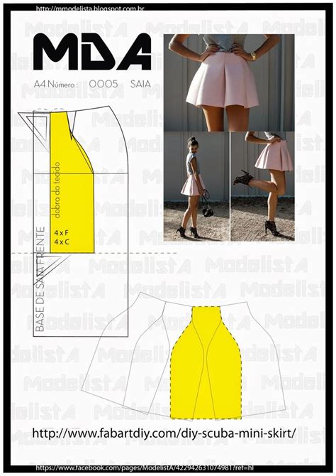 A4 NÚmero 0005 Saia Padrões De Moda Padrões De Costura Para