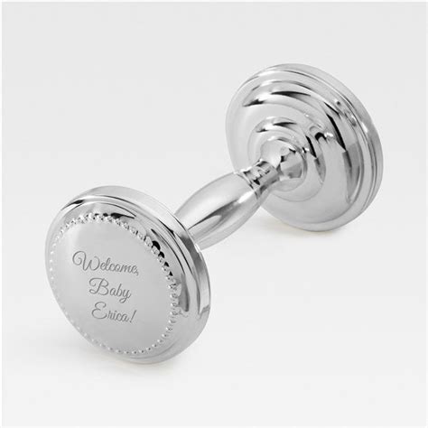 Engraved Silver Beaded Baby Rattle