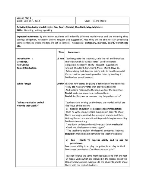 Modal Verbs Lesson Plan