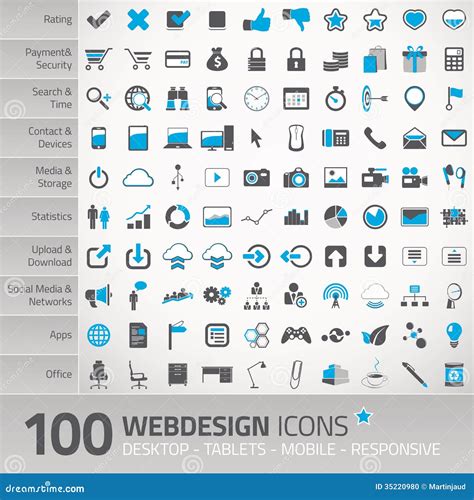 Sistema De Los Iconos Universales Para El Webdesign Ilustraci N Del