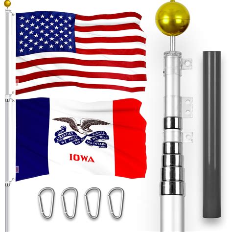 G128 Combo Pack 25 Ft Telescoping Aluminum Flagpole Silver