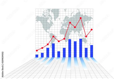 Stock chart with world map. Stock Vector | Adobe Stock