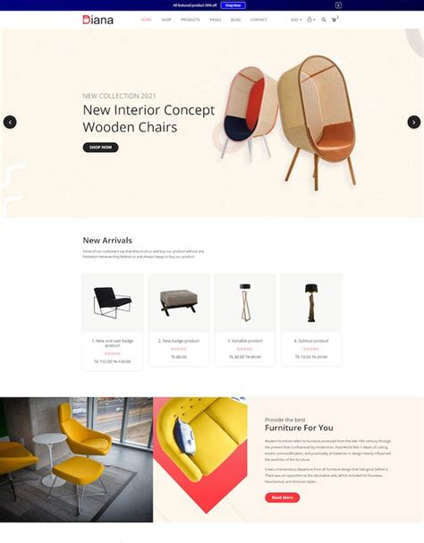 Diana Furniture Store Ecommerce Template Design Template Place