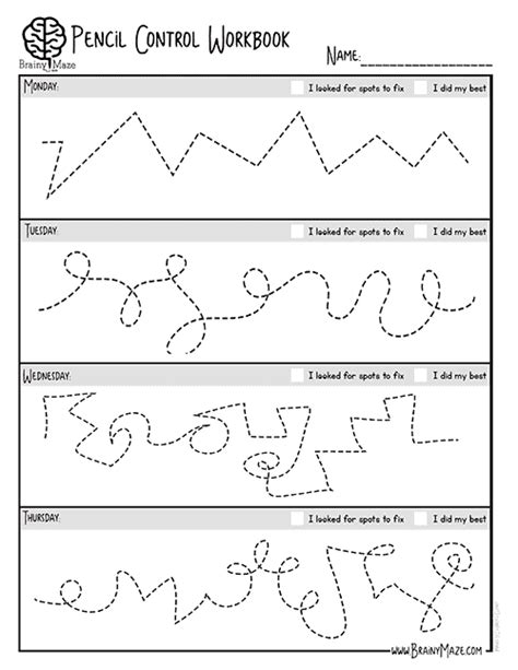 Pencil Control Workbook The Crafty Classroom