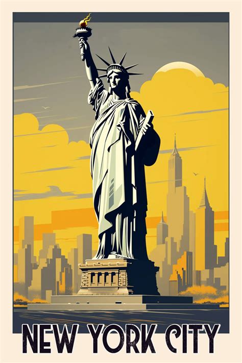 Travel Poster New York Statue Free Stock Photo Public Domain Pictures