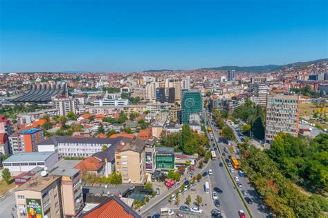 PRISHTINA, KOSOVO, SEPTEMBER 16, 2019: Aerial View of Downtown ...