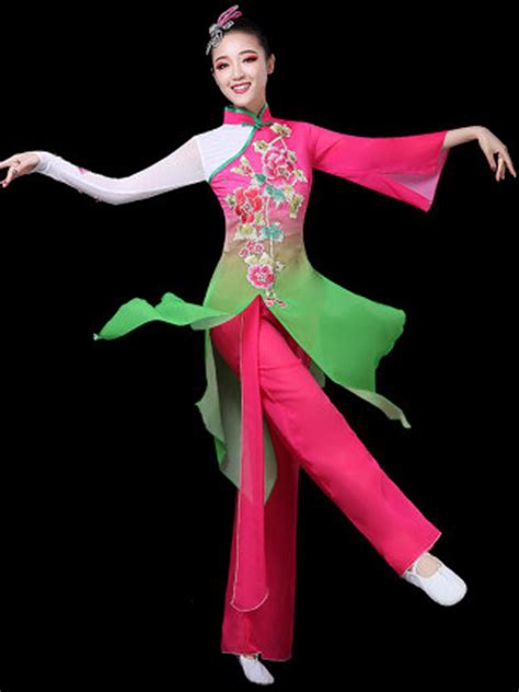 Chinese Classical Folk Dance Costume Female Hanfu Chinese Yangko Dance Costume Jiangnan Solo Fan