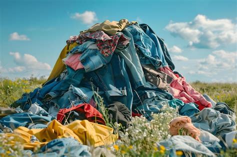 Premium Photo | Pile of discarded clothes in landfill highlighting ...