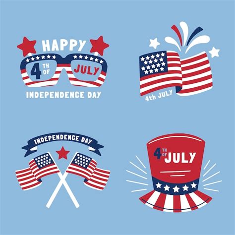 Free Vector Hand Drawn Th Of July Independence Day Badges Collection