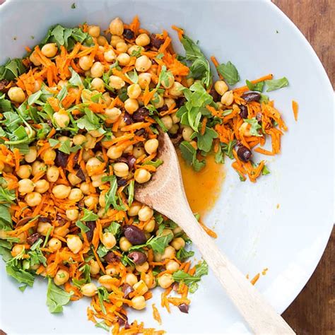 Chickpea Salad With Carrots Arugula And Olives Cooks Country