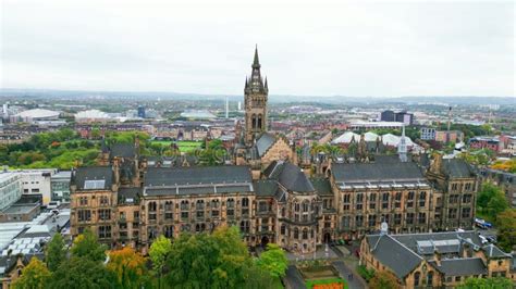 University Of Glasgow Historic Main Building From Above Aerial View