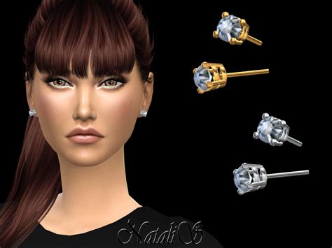 The Sims Resource NataliS 4 Prong Basket Stud Earrings