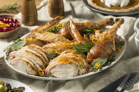 Roasted Cut Turkey Platter Thanksgiving All Sides — Stock Photo