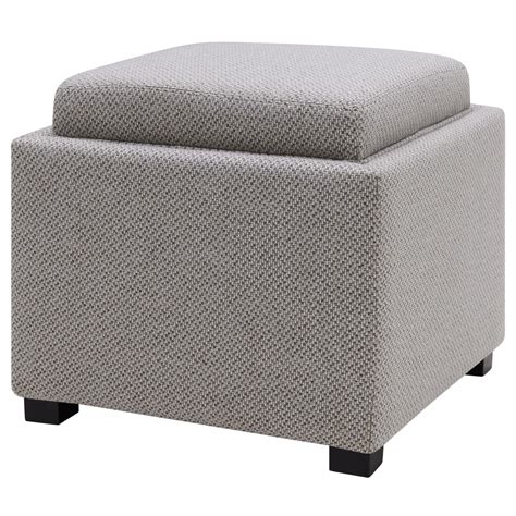 Cameron Square Fabric Storage Ottoman With Tray Cardiff Gray