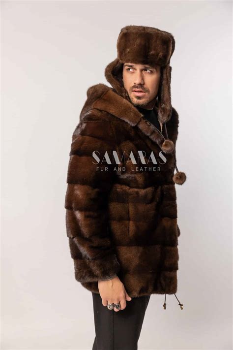 Luxury Men's Scandinavian Brown Mink Fur Trappers Hat Ushanka
