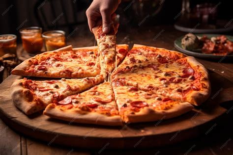 A Group Of Friends Enjoying Cheese Pizza At A Party Premium Ai