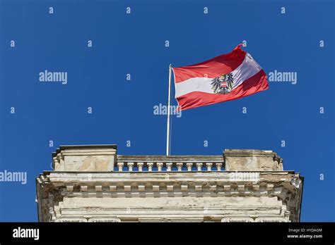 Austrian Flag In The Wind Stock Photo Alamy