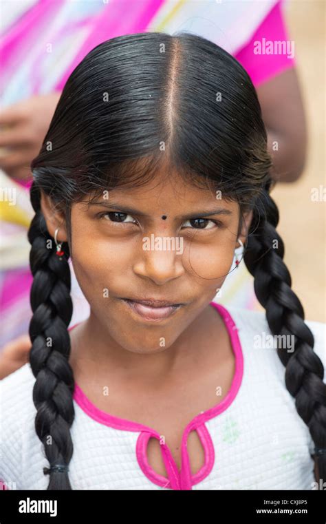 Smiling Happy Rural Indian Village Girl Andhra Pradesh India Stock