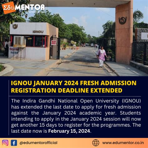 The Deadline For Fresh Admissions For January At Ignou Has Been