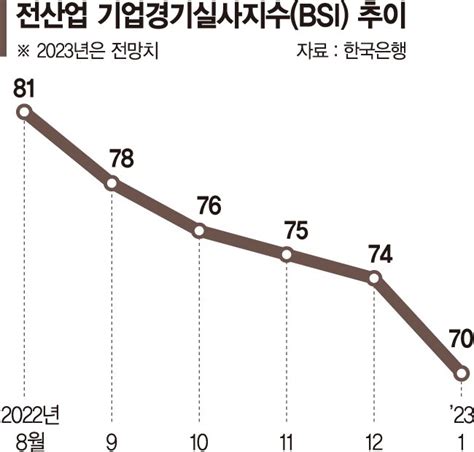 기업경기 체감도 전망도 2년만에 최악 한은 12월 전체 산업 Bsi 74 파이낸셜뉴스