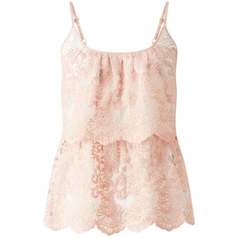 Miss Selfridge Nude Double Layer Lace Cami