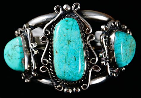 Item F Wide Navajo Turquoise Textured Snake Overlay Sterling