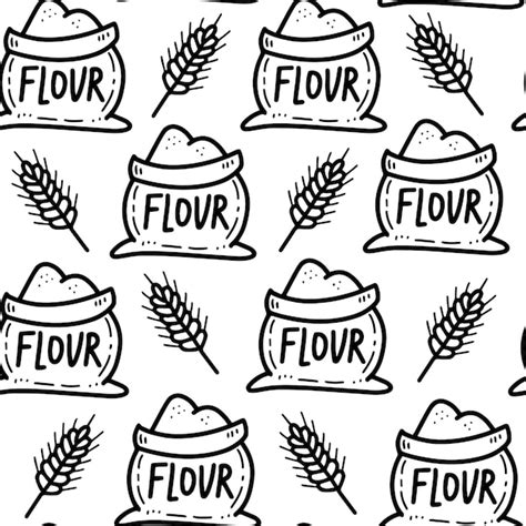 Premium Vector Flour With Cereal Ear Vector Seamless Pattern In