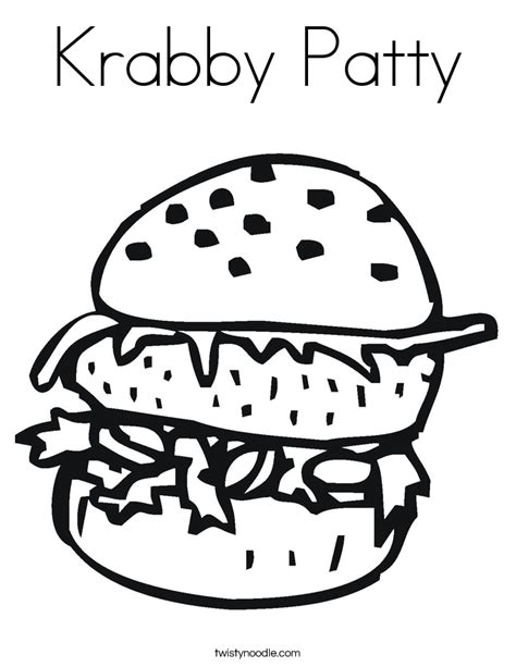 Krabby Patty Coloring Page Twisty Noodle