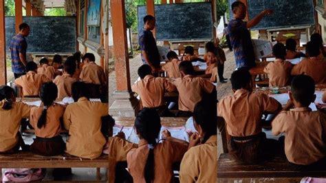 Miris Siswa Di Nusa Penida Terpaksa Belajar Di Luar Kelas Tribun