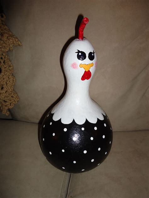 Chicken Made From A Gourd Painted Gourds Gourds Crafts Hand Painted Gourds